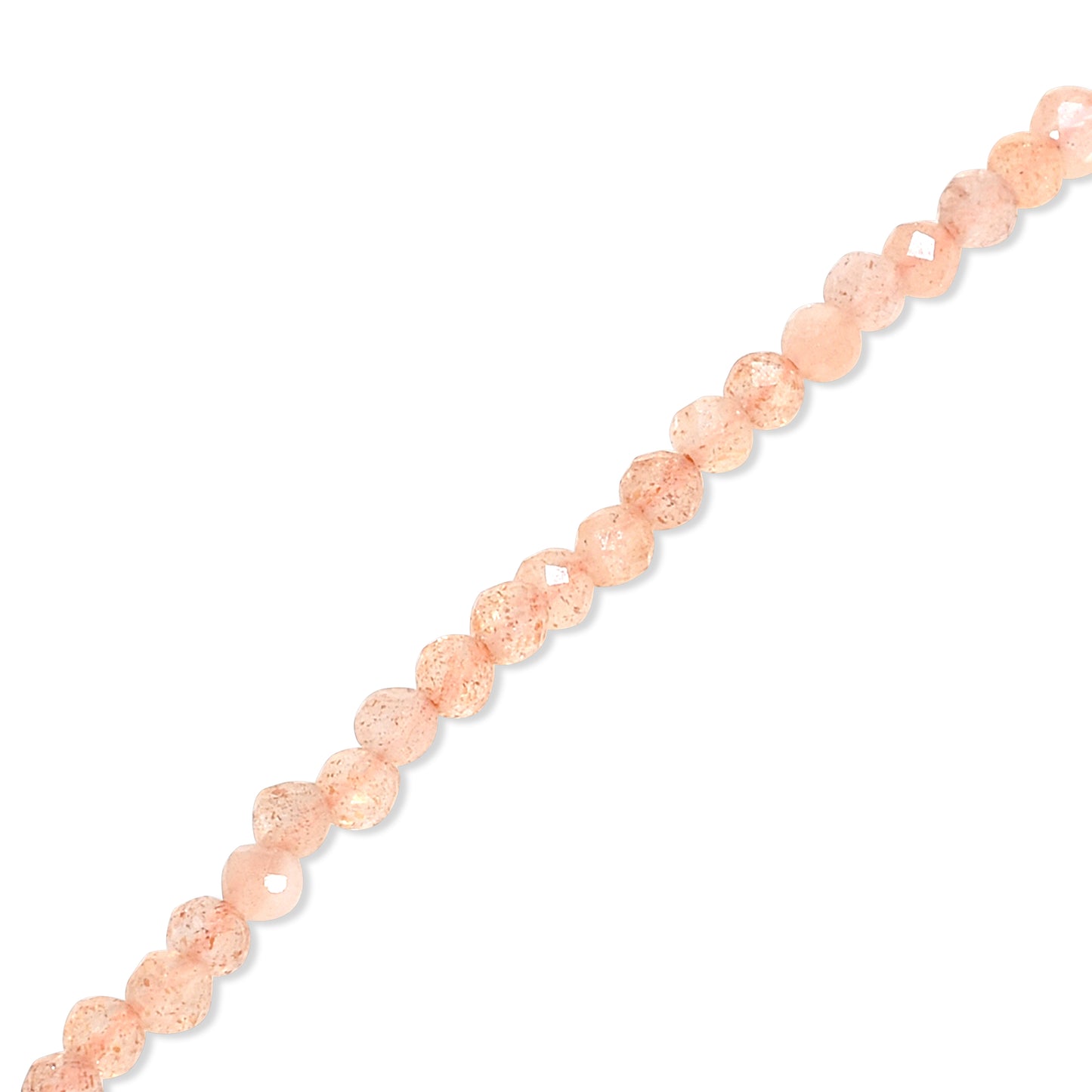 14k Peach Moonstone Faceted Round Bead Necklace