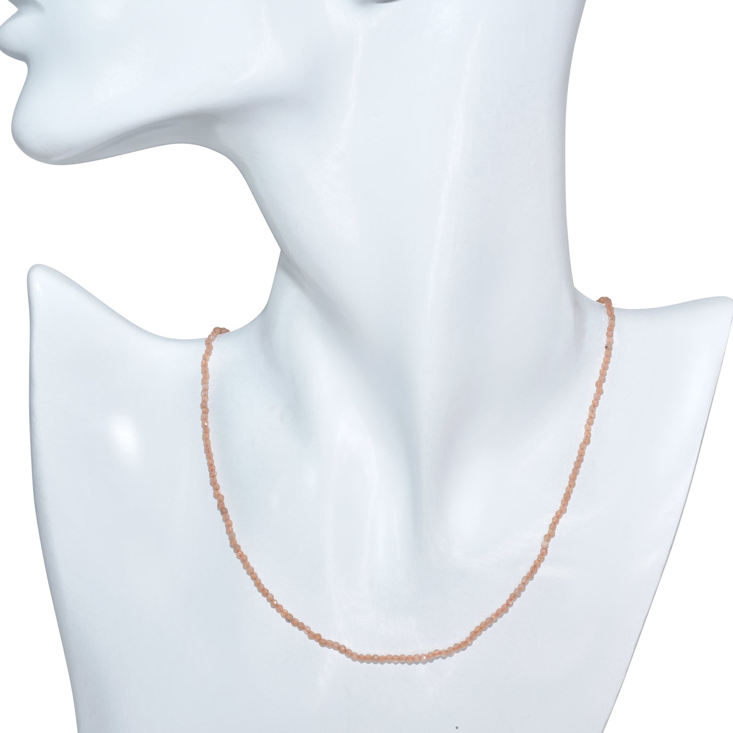 14k Peach Moonstone Faceted Round Bead Necklace