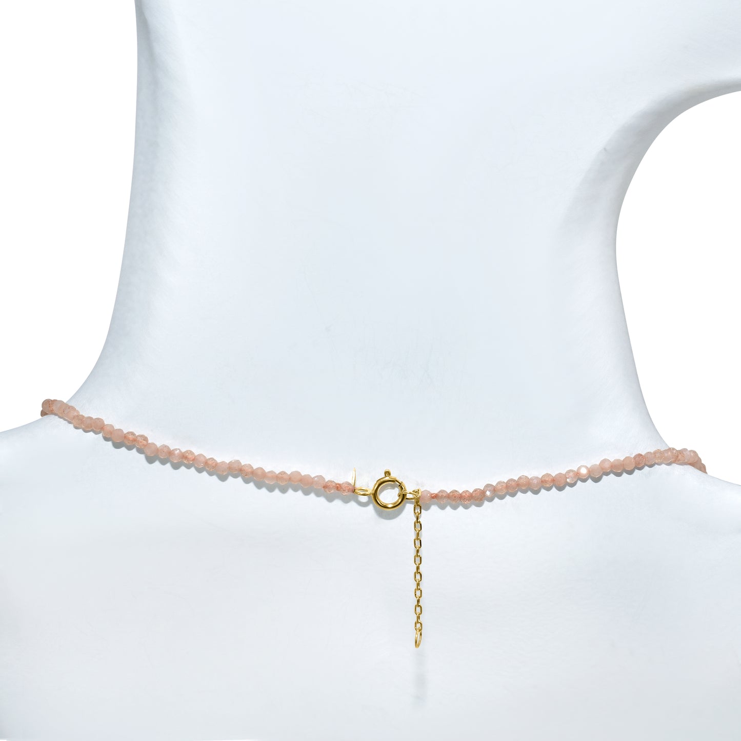 14k Peach Moonstone Faceted Round Bead Necklace
