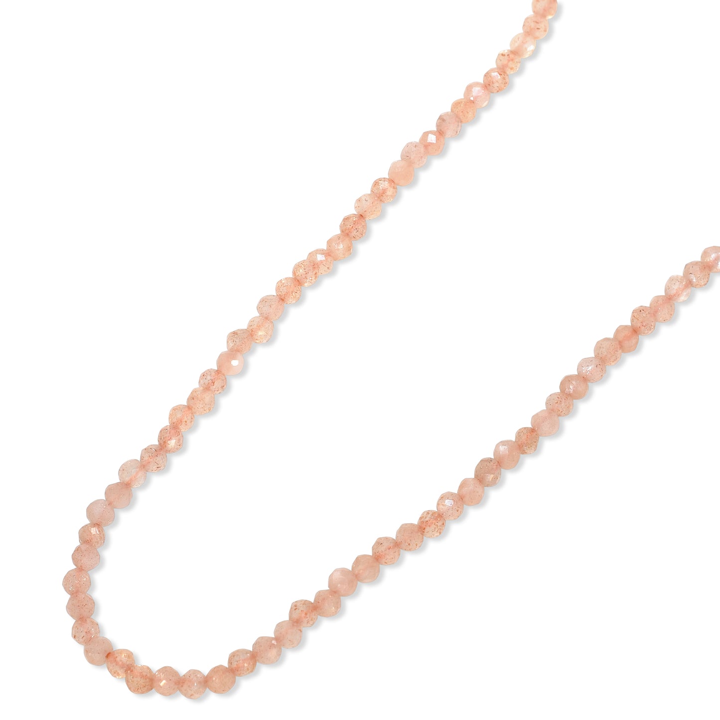 14k Peach Moonstone Faceted Round Bead Necklace