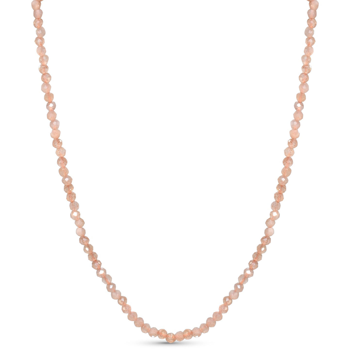 14k Peach Moonstone Faceted Round Bead Necklace