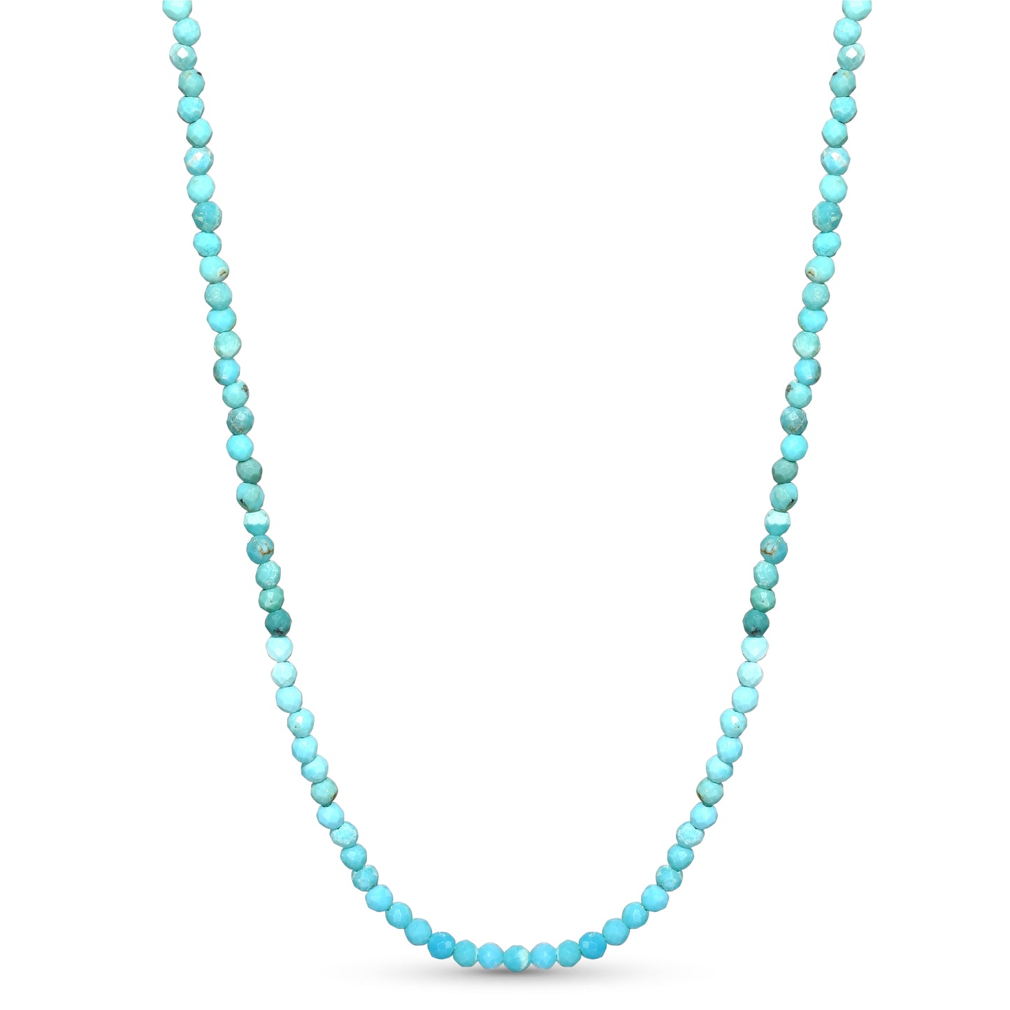 14k Shaded Turquoise Faceted Round Bead Necklace