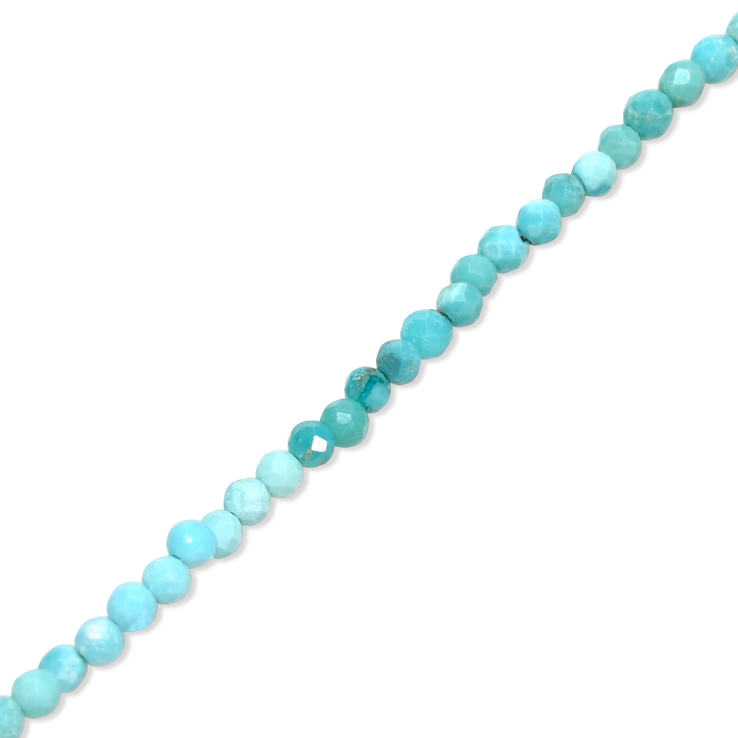 14k Shaded Turquoise Faceted Round Bead Necklace