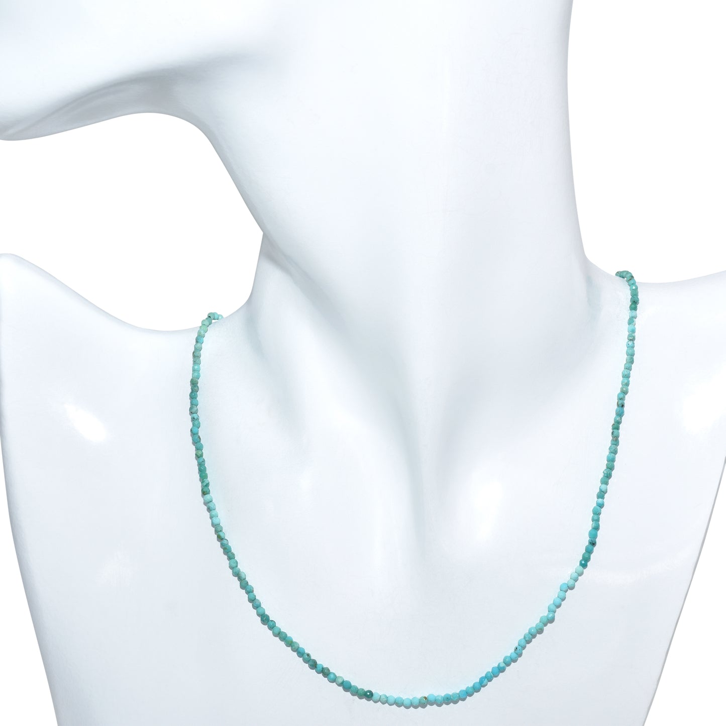 14k Shaded Turquoise Faceted Round Bead Necklace