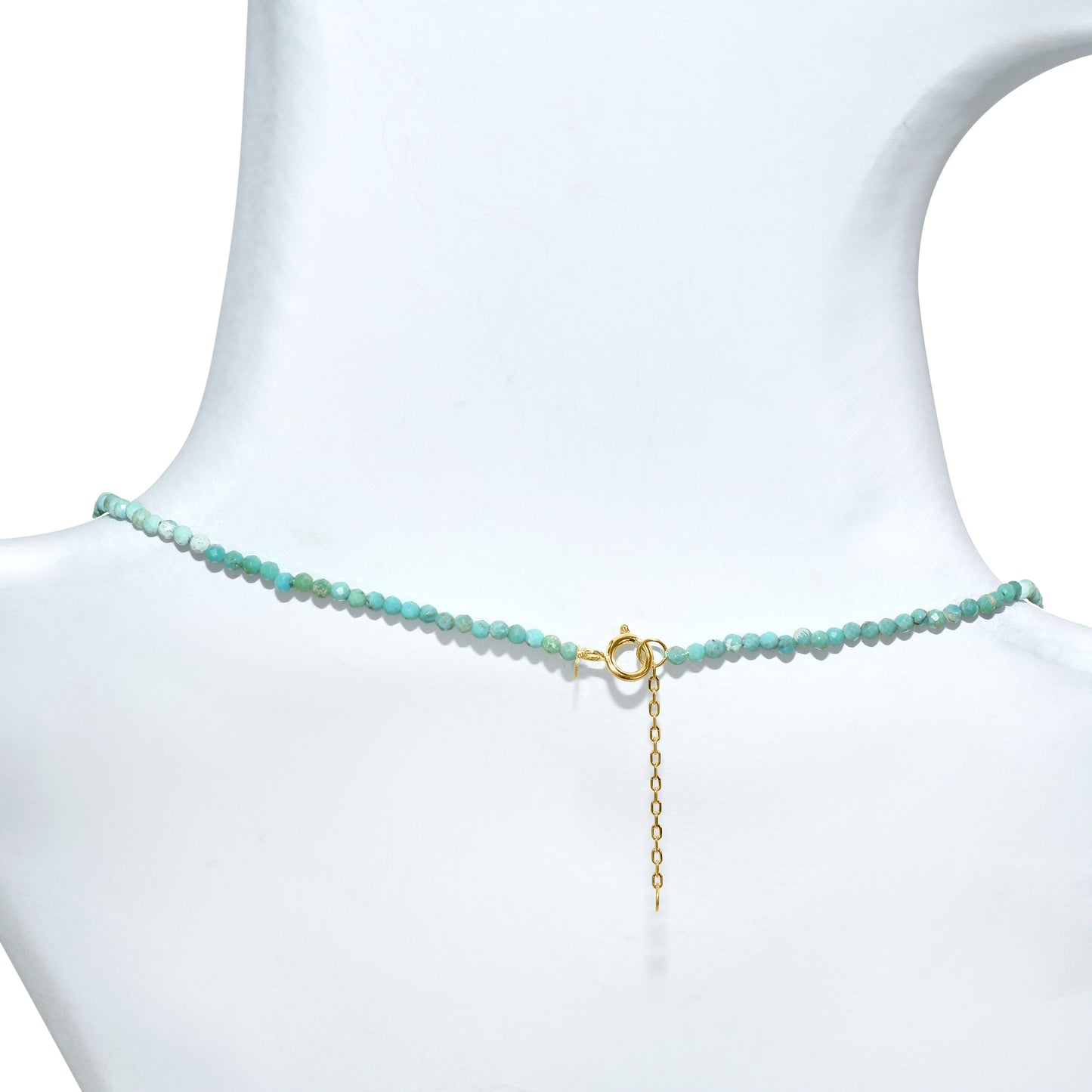 14k Shaded Turquoise Faceted Round Bead Necklace