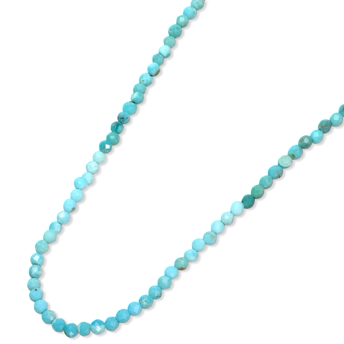 14k Shaded Turquoise Faceted Round Bead Necklace