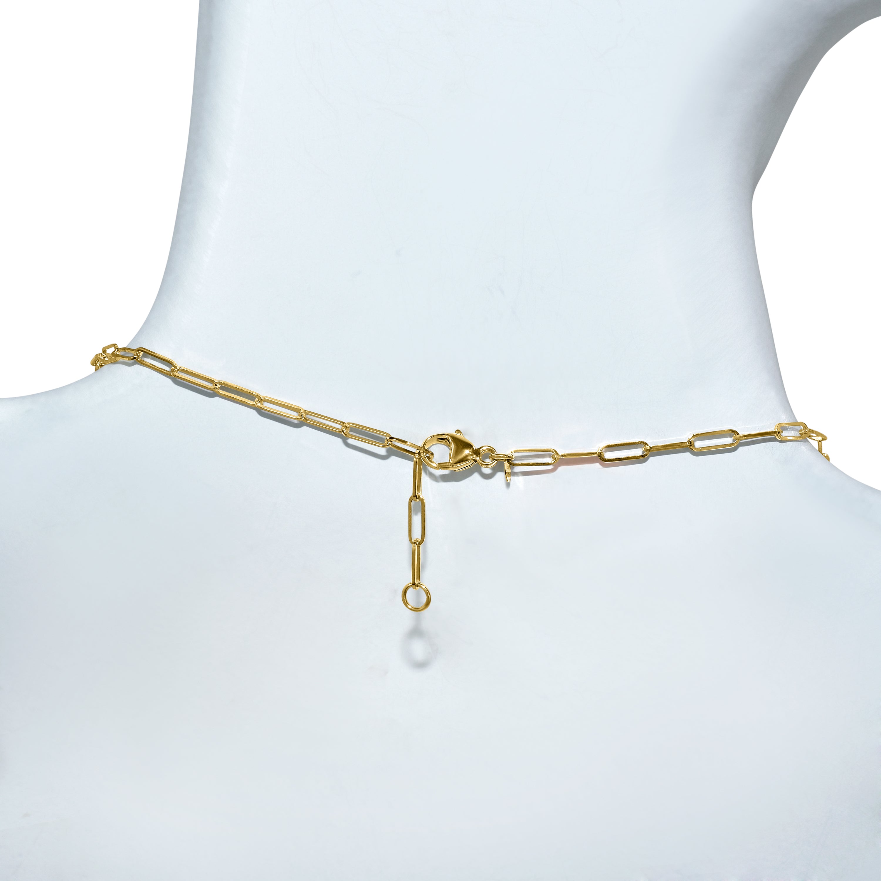 14k Green Jade Good Luck Pendant Paperclip Necklace