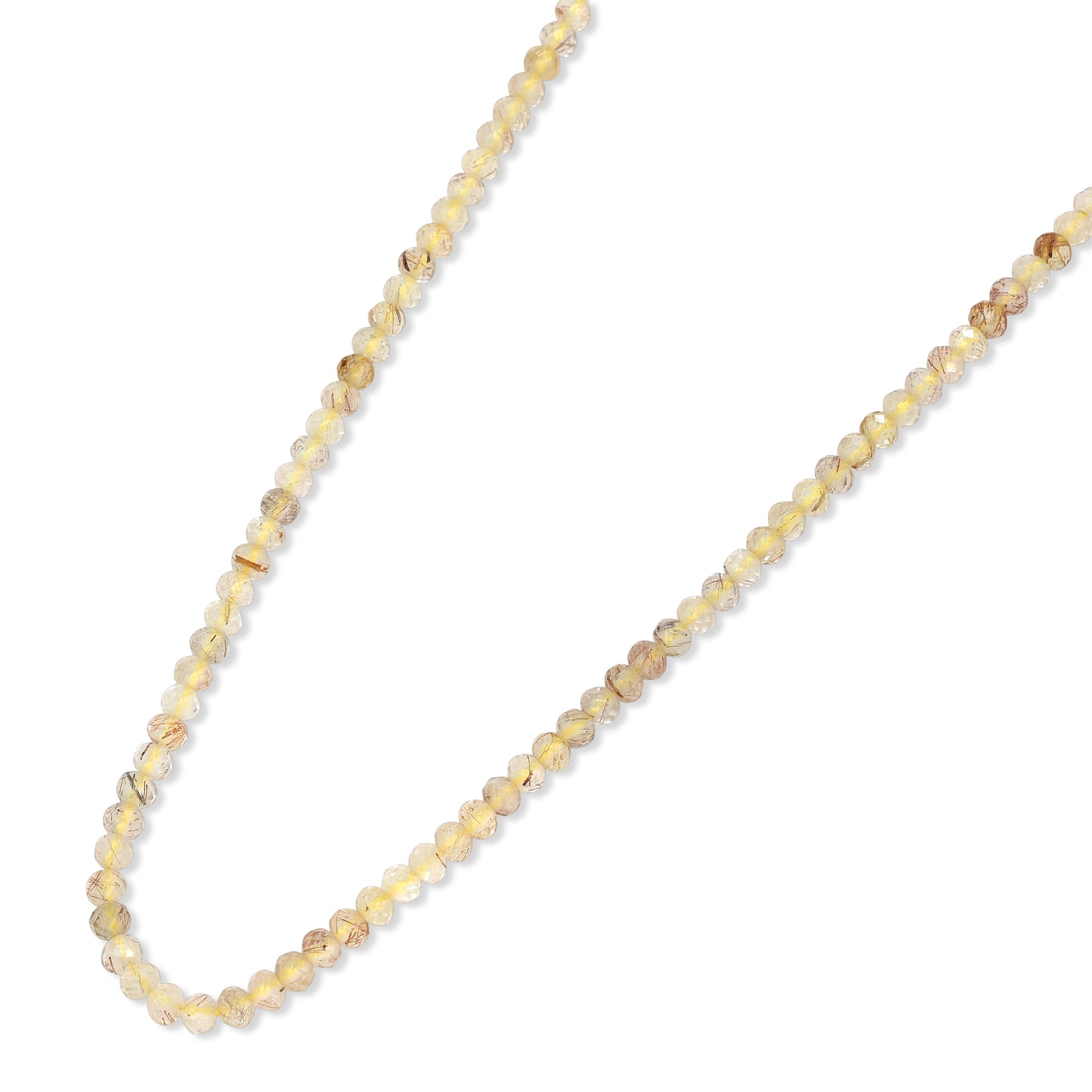 14k Rutilated Quartz Faceted Round Bead Necklace