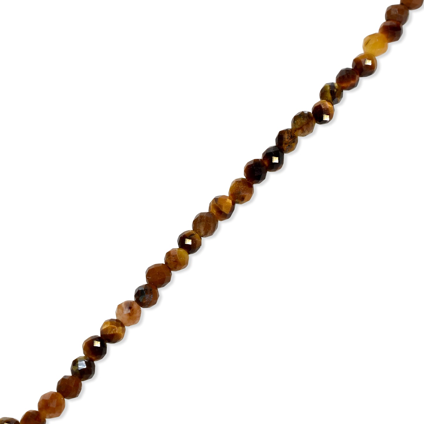 14k Tiger Eye Faceted Round Bead Necklace