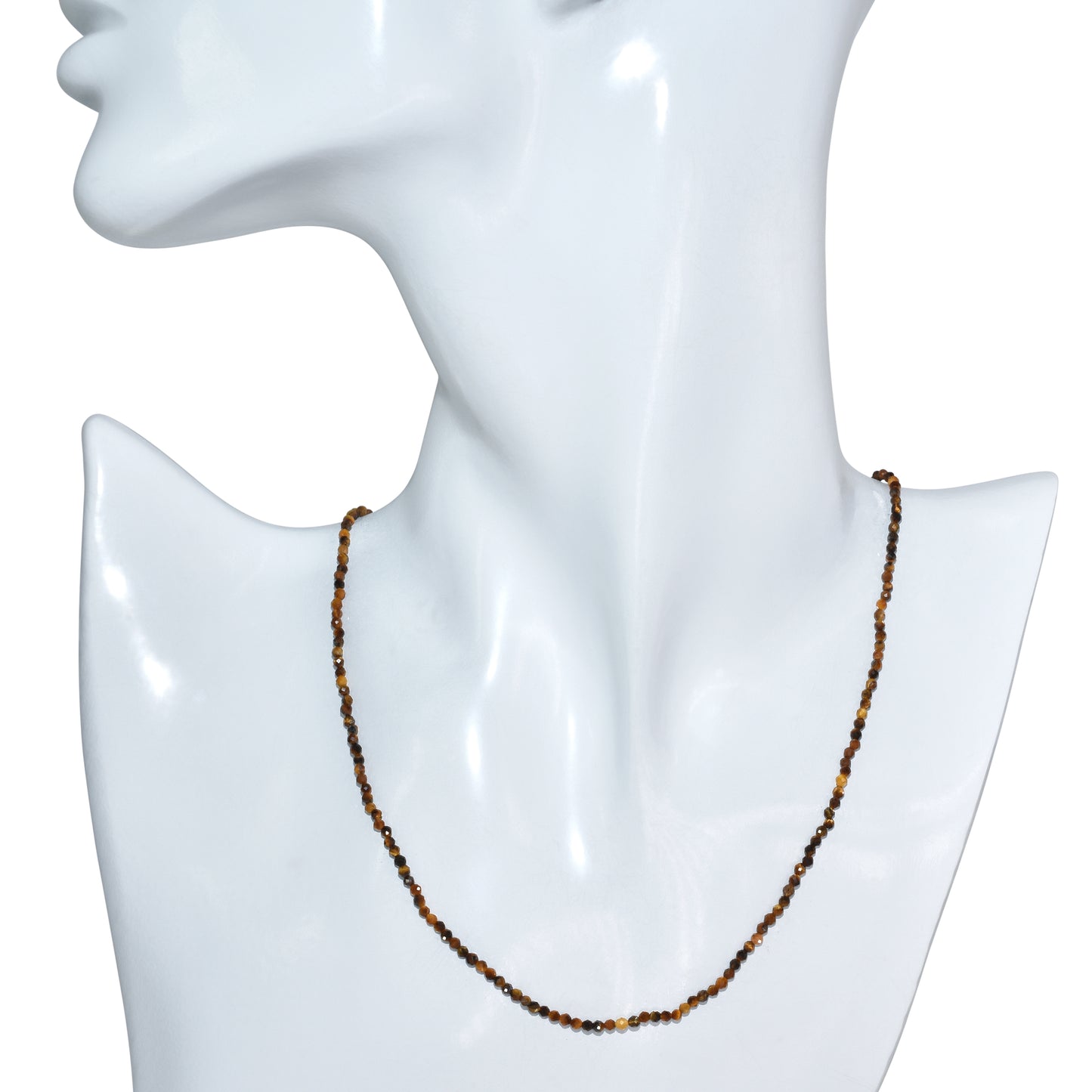 14k Tiger Eye Faceted Round Bead Necklace