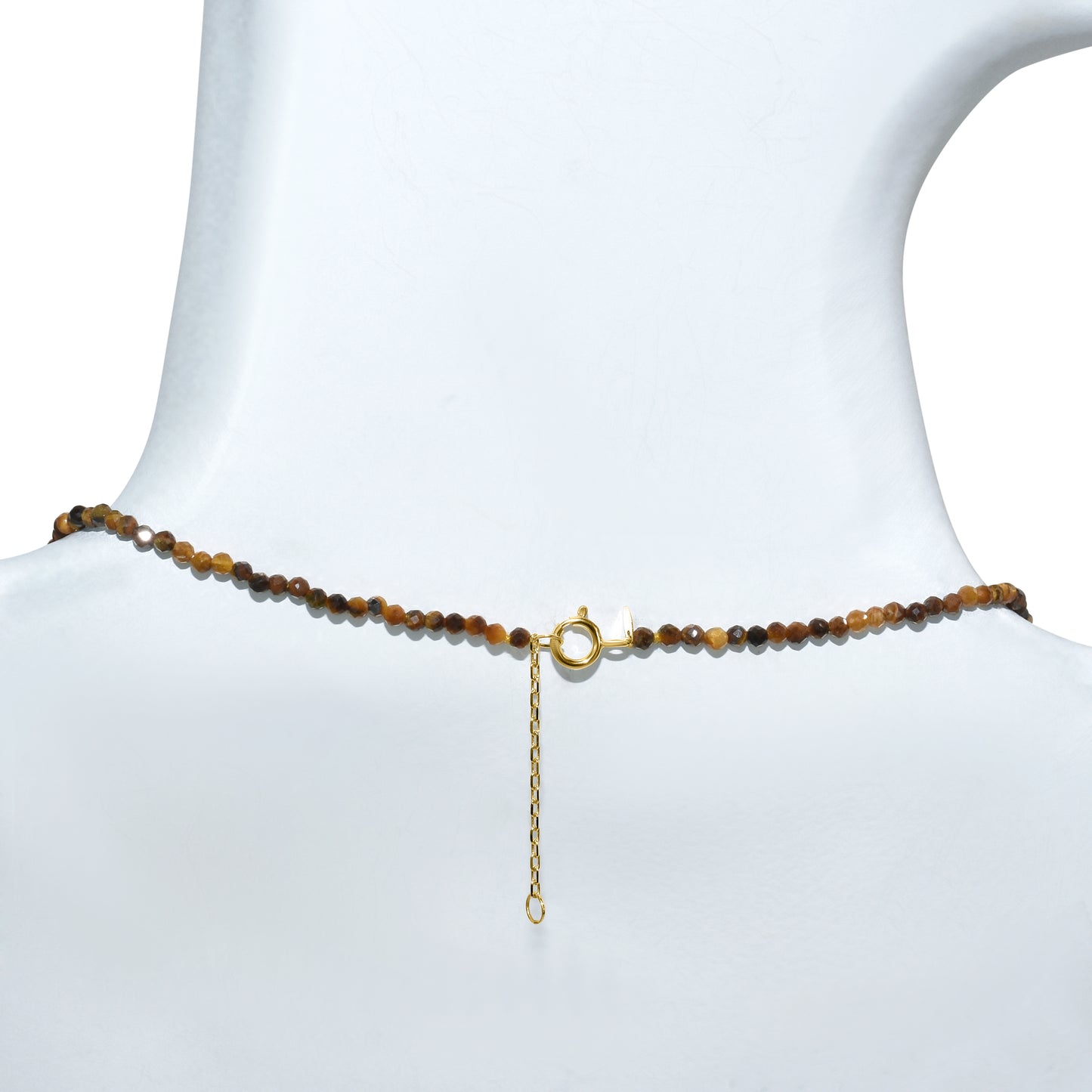 14k Tiger Eye Faceted Round Bead Necklace