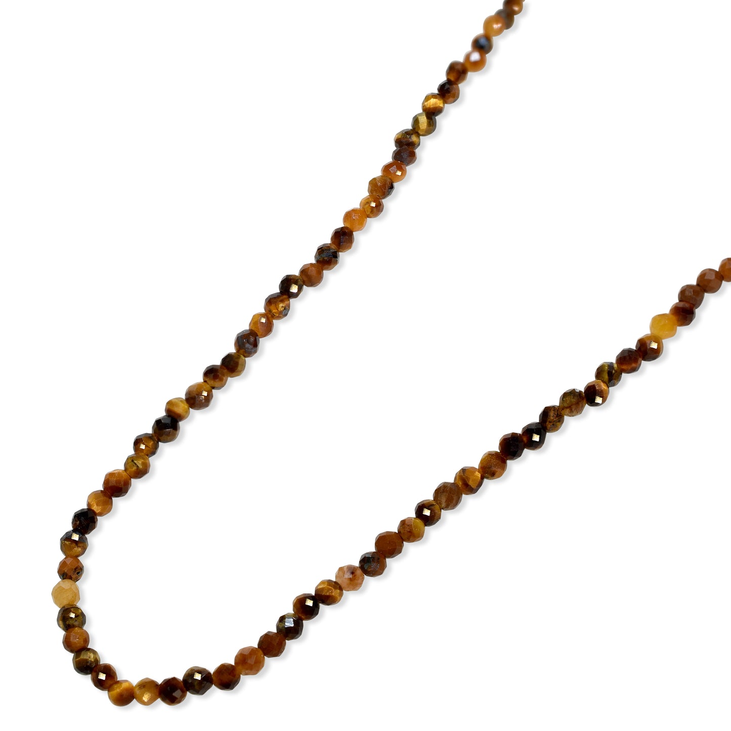 14k Tiger Eye Faceted Round Bead Necklace
