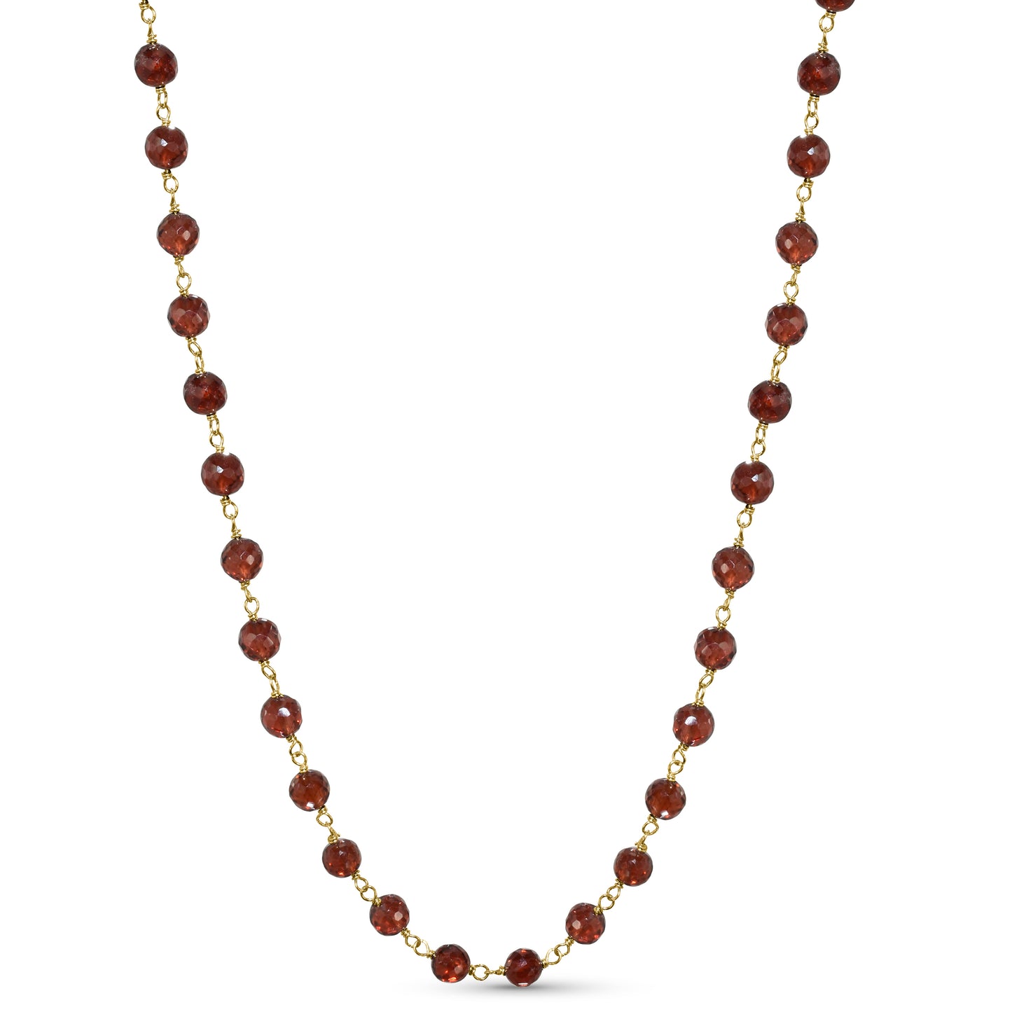 14k Garnet Faceted Beads Link Necklace
