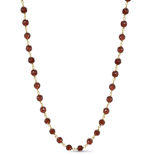 14k Garnet Faceted Beads Link Necklace