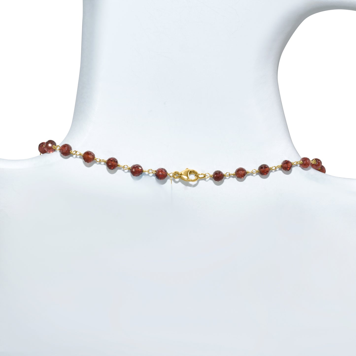 14k Garnet Faceted Beads Link Necklace