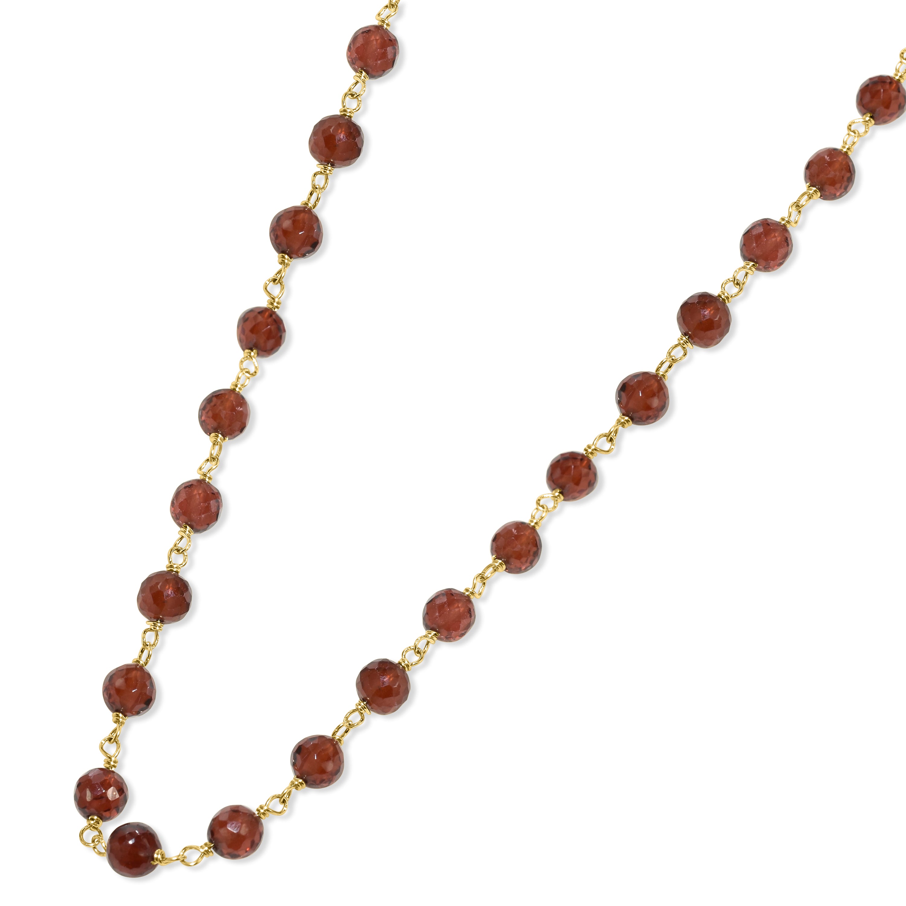 14k Garnet Faceted Beads Link Necklace