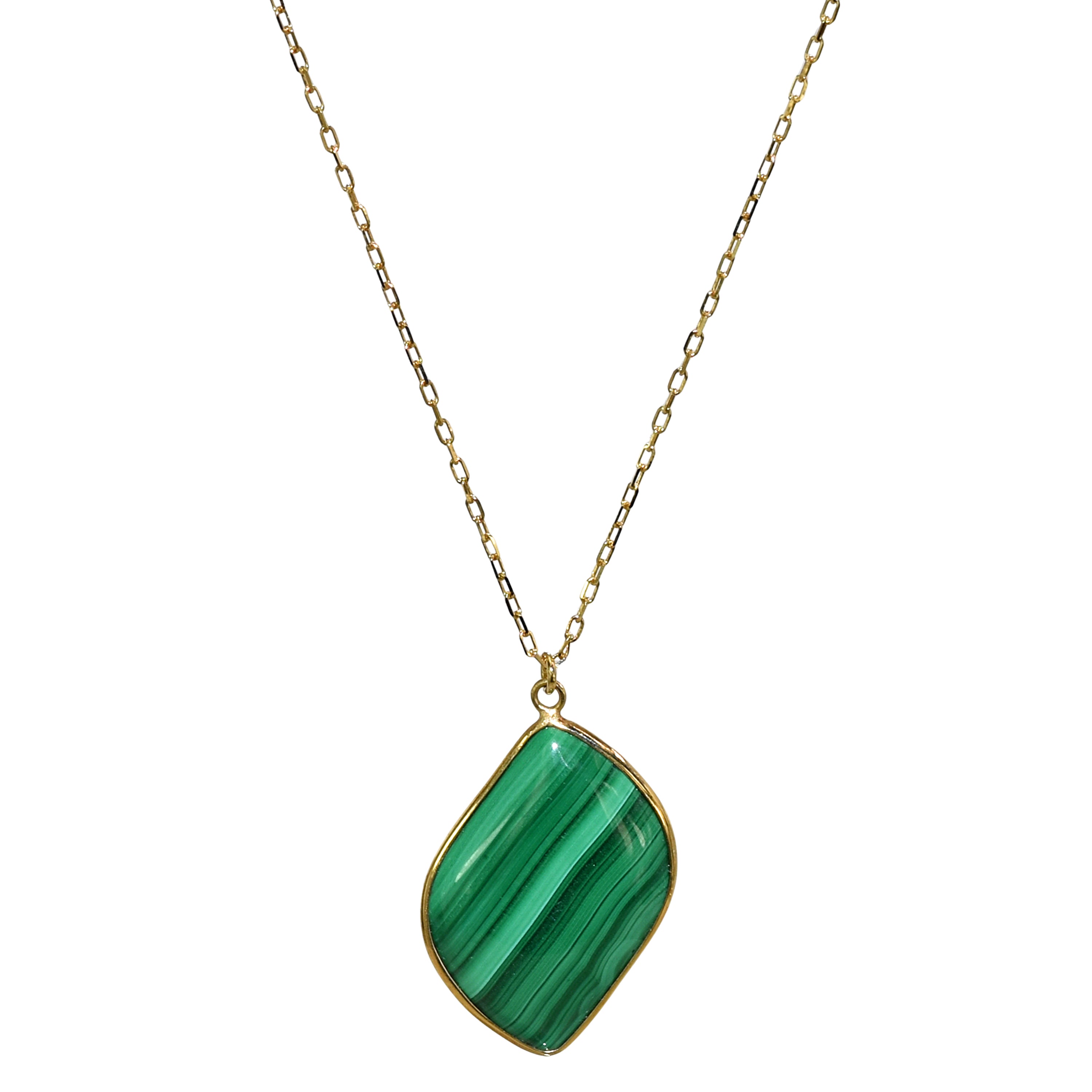 14k Malachite Pendant Necklace