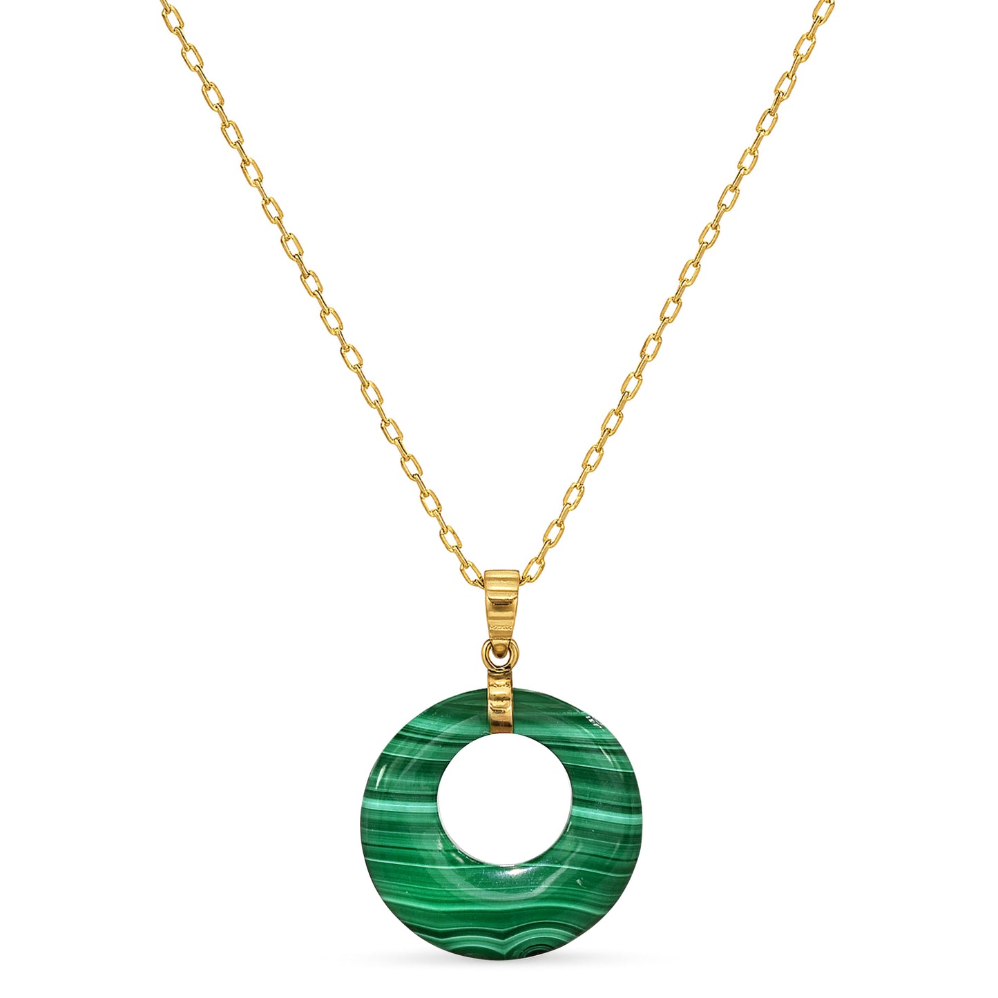 14k Malachite Door Knocker Pendant Necklace