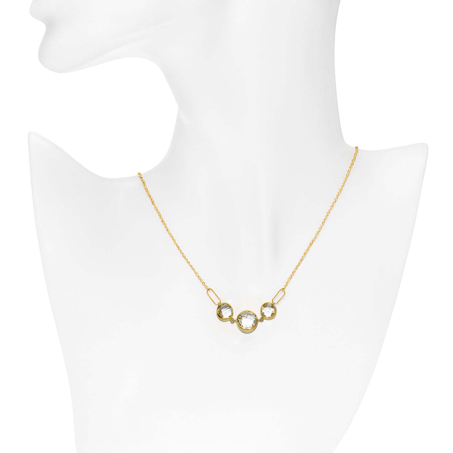 14k White Topaz Bezel Necklace