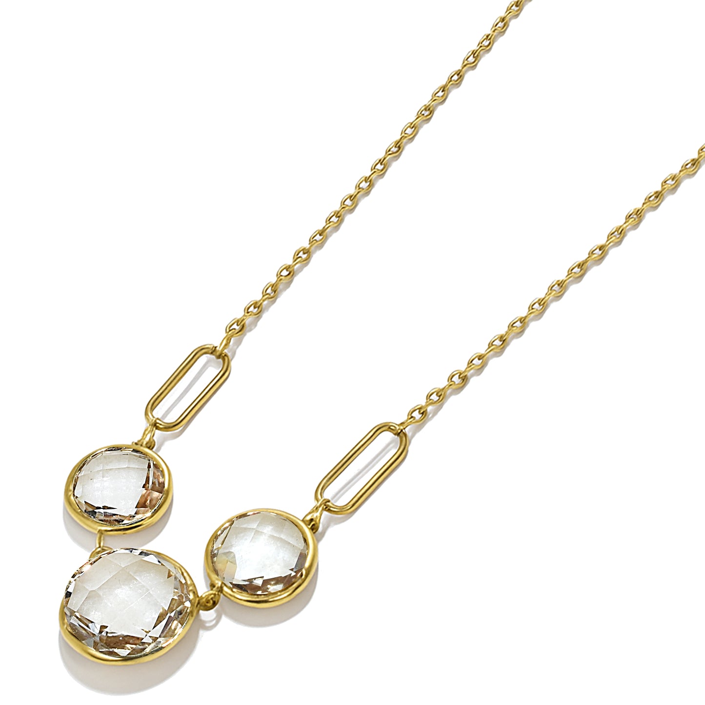14k White Topaz Bezel Necklace