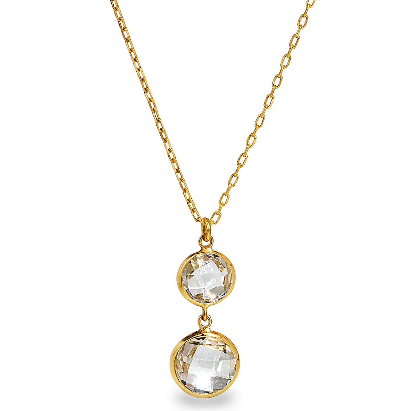 14k White Topaz Bezel Pendant Necklace
