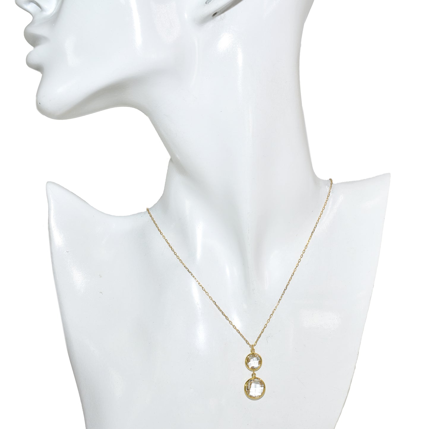14k White Topaz Bezel Pendant Necklace