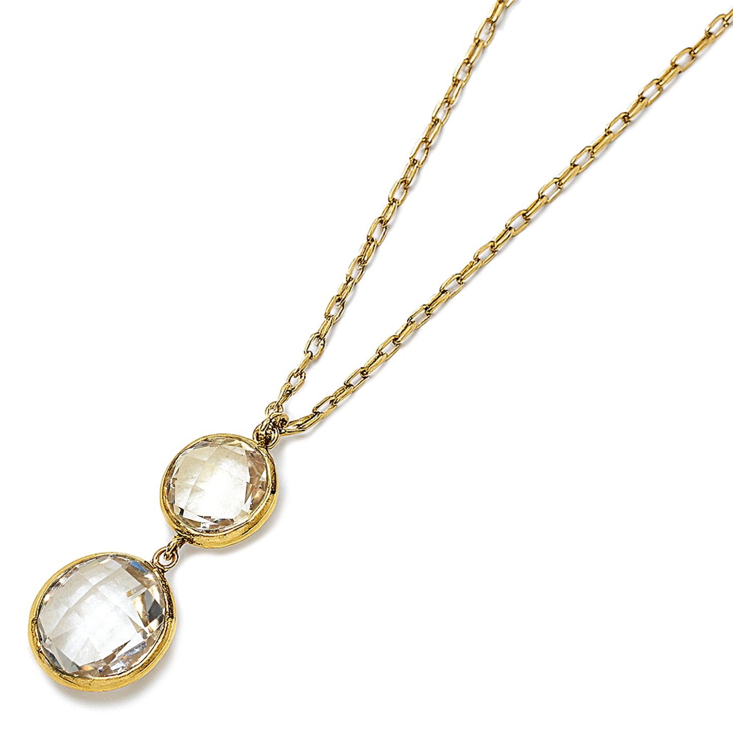 14k White Topaz Bezel Pendant Necklace