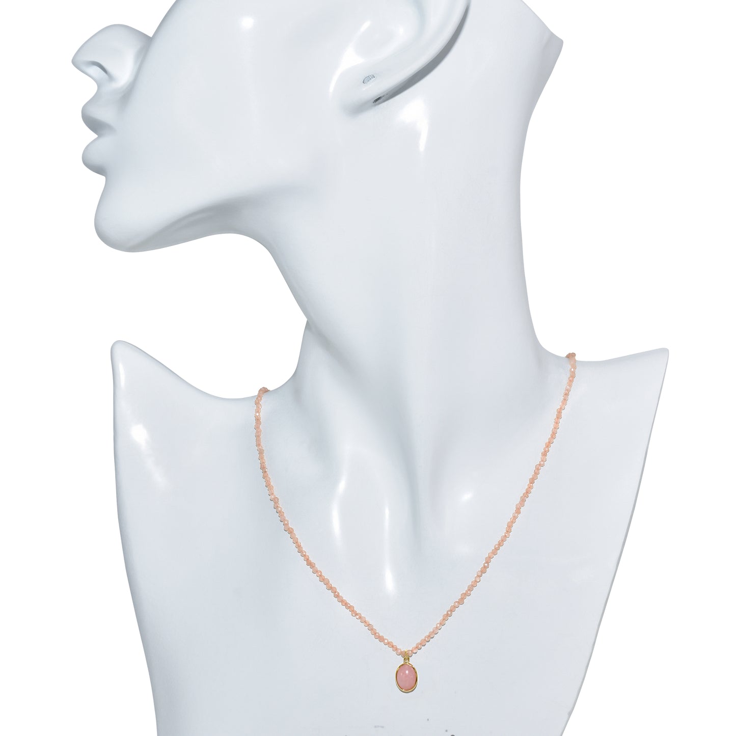 14k Peach Moonstone with Opal Pendant Necklace