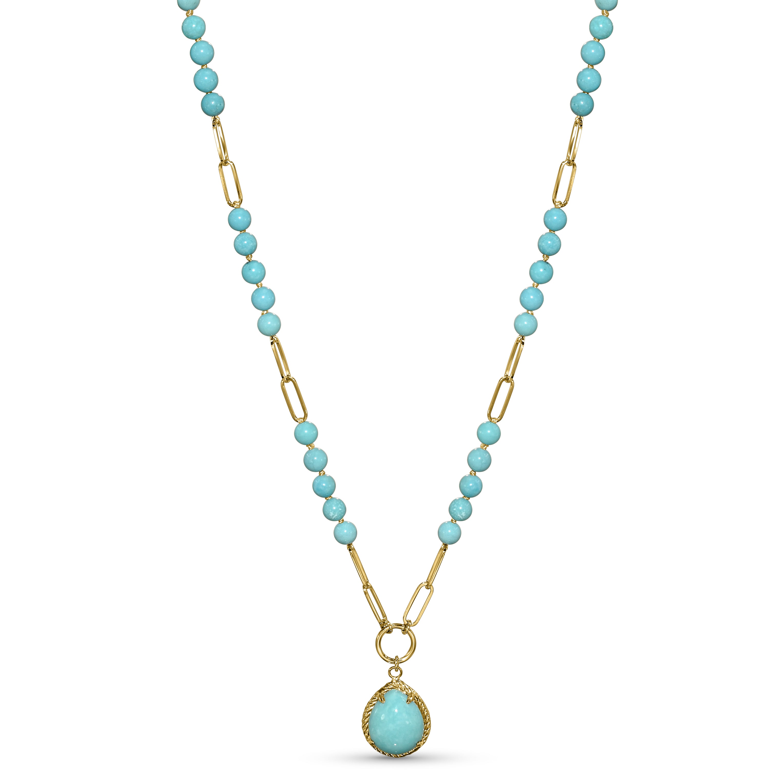 14k Turquoise Paperclip with Pendant Necklace