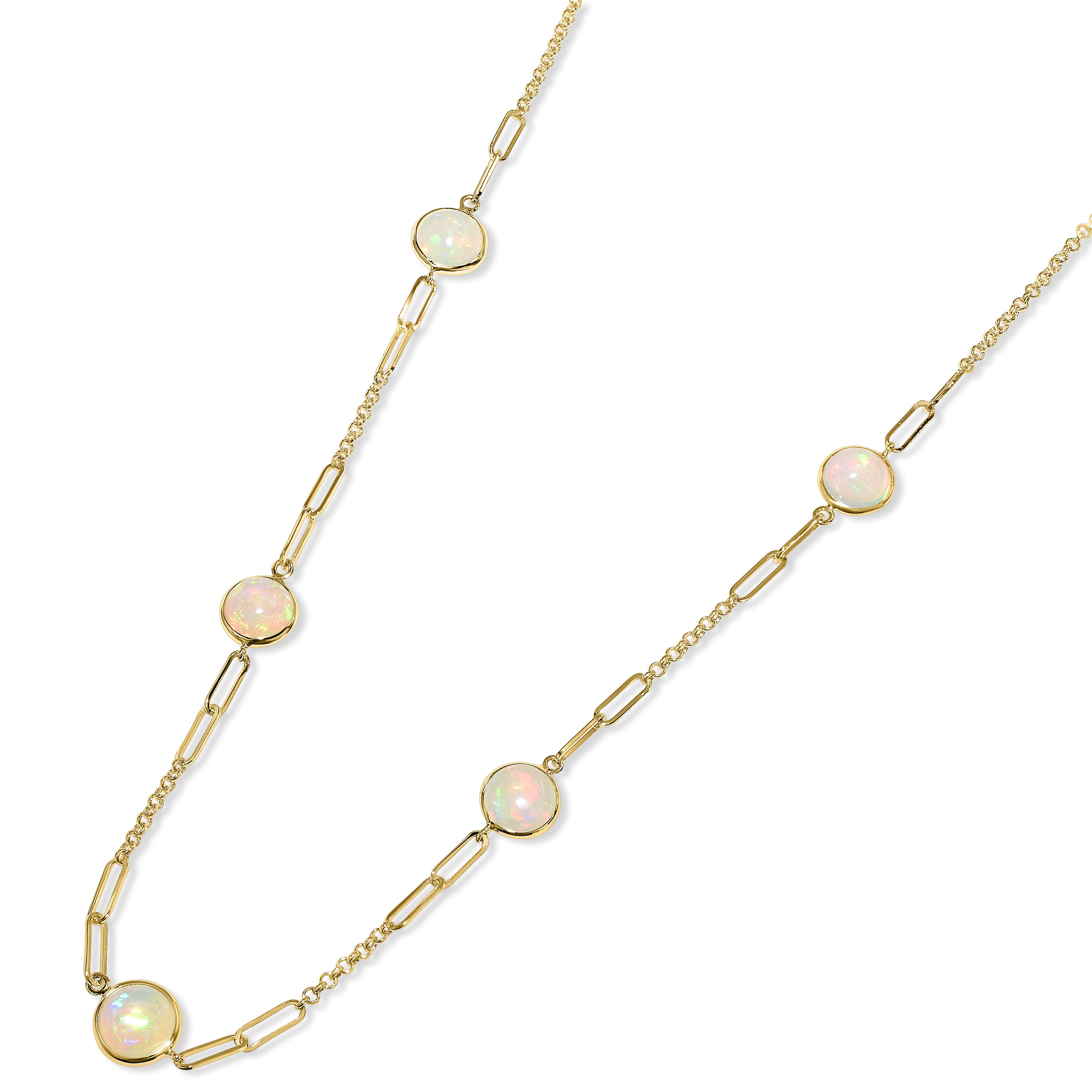 14k Ethiopian Opal 5 Station Necklace