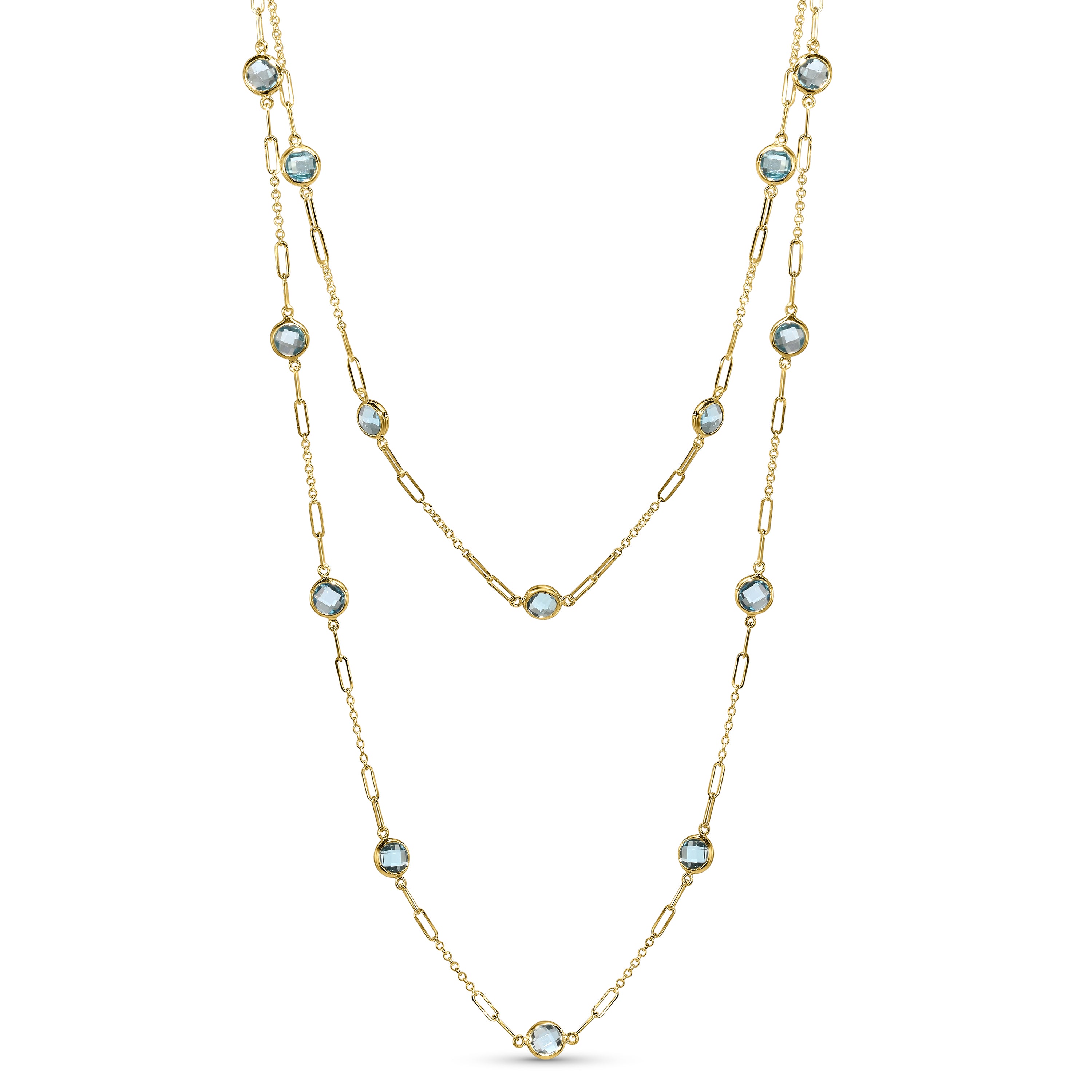 14k Swiss Blue Topaz Link Necklace