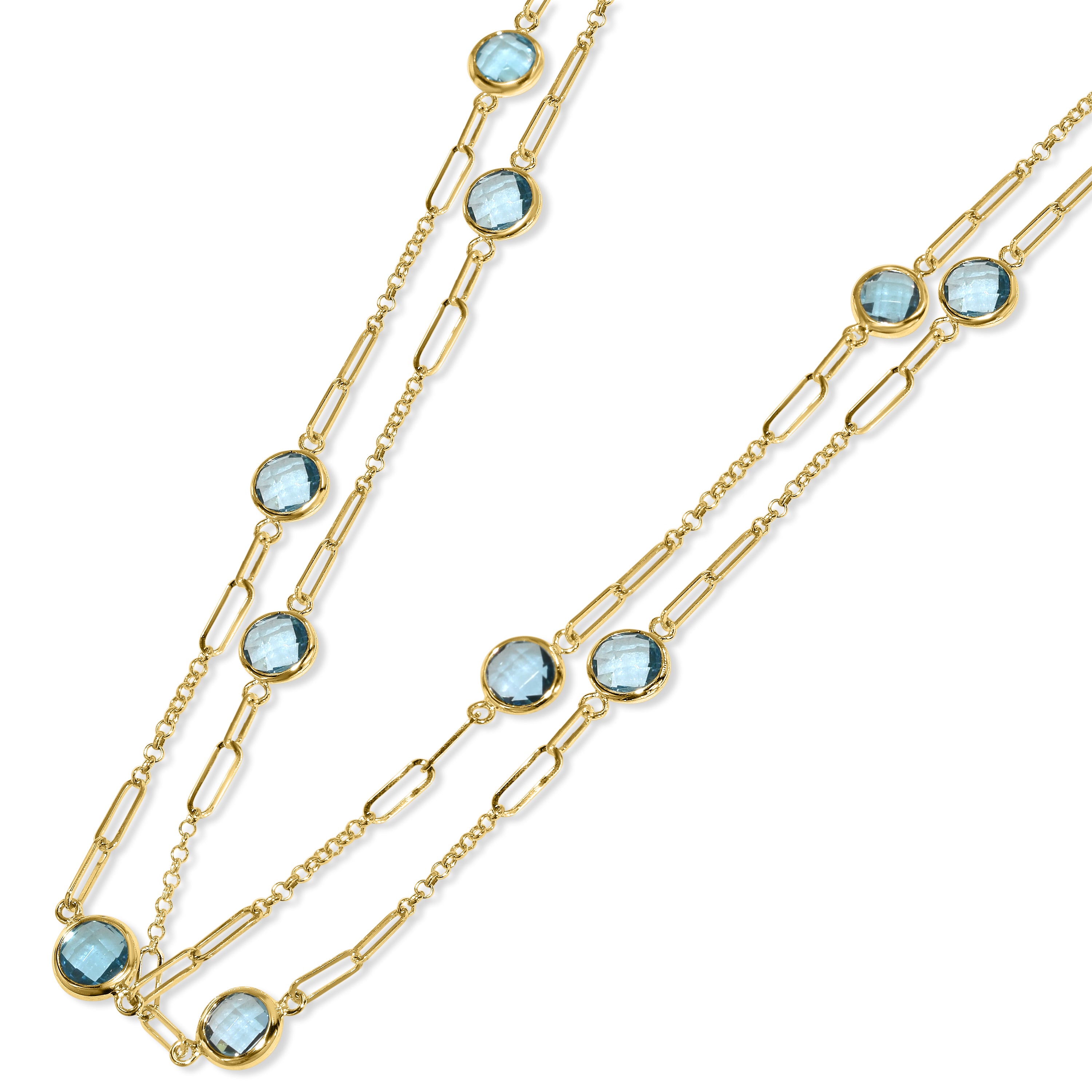 14k Swiss Blue Topaz Link Necklace