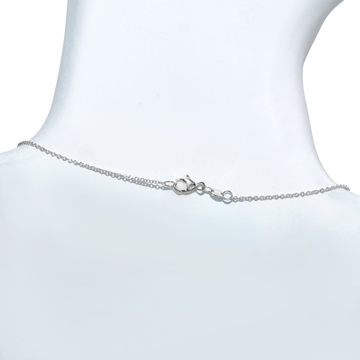 14k White Gold Blue Topaz Diamond Circle Y Necklace