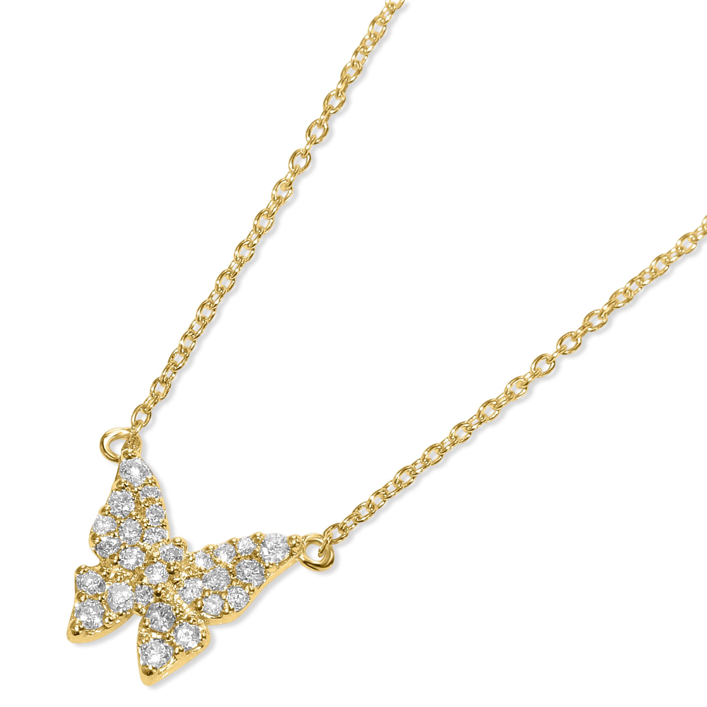 14k Gemstones & Diamonds Butterfly Necklace