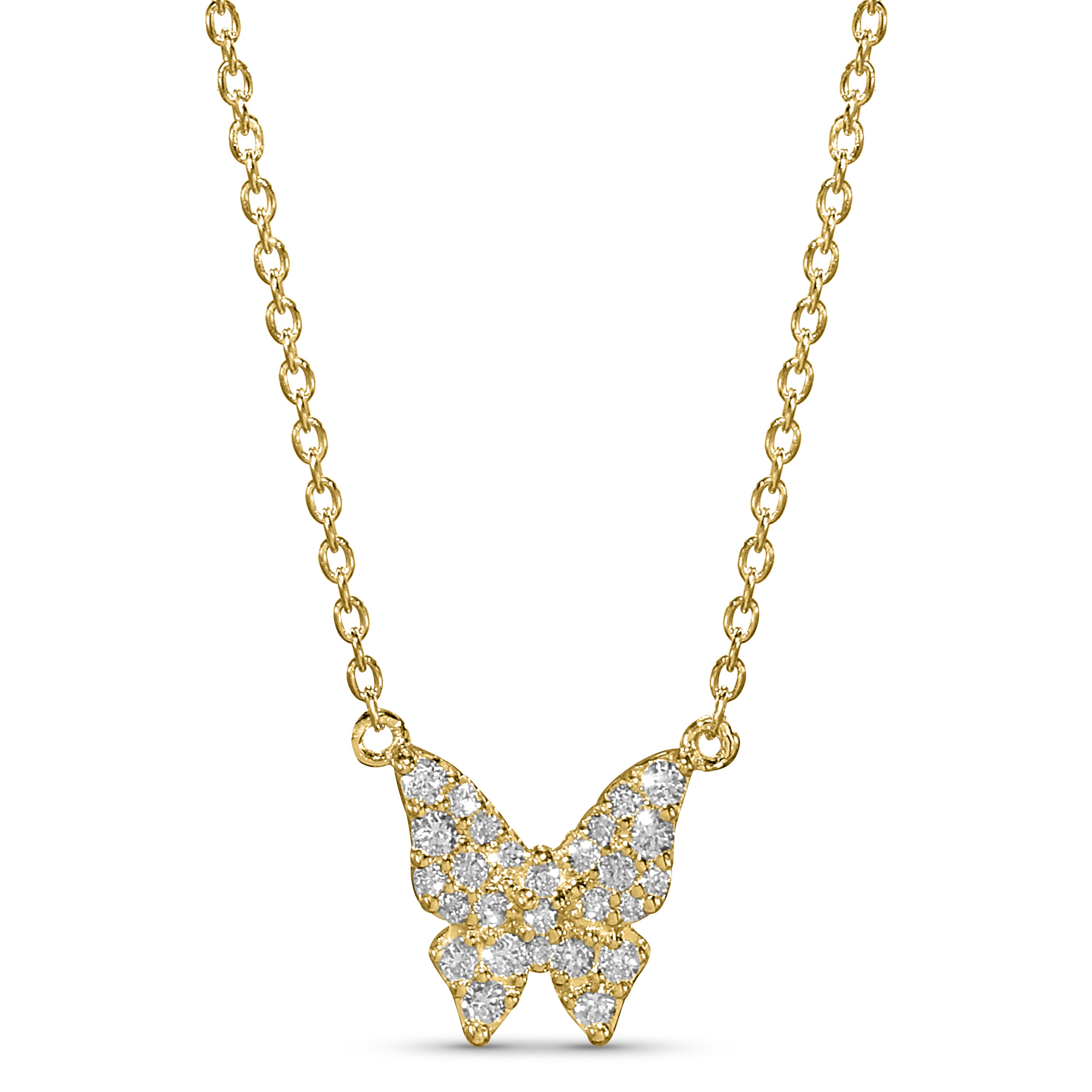 14k Gemstones & Diamonds Butterfly Necklace