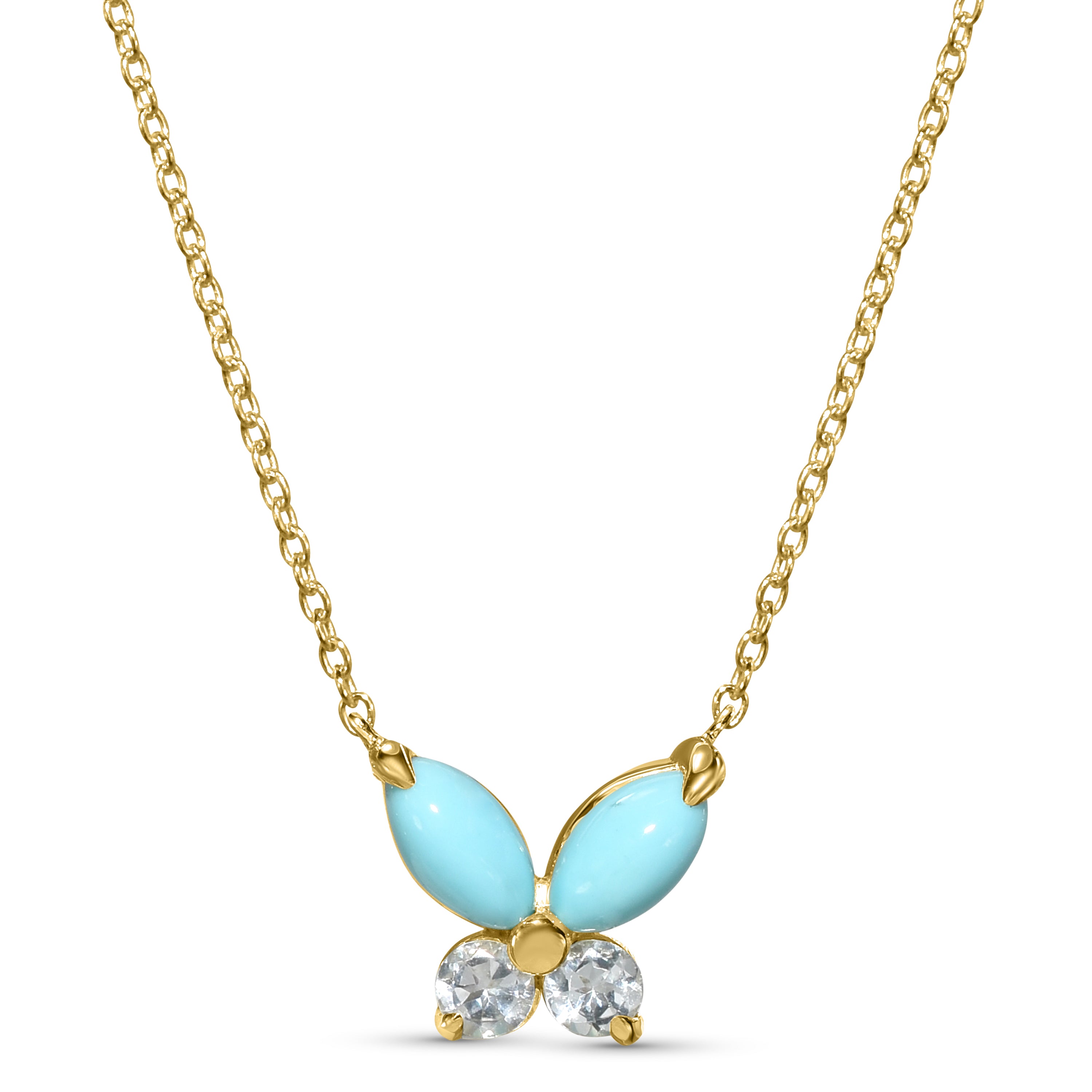 14k Gemstones & Diamonds Butterfly Necklace
