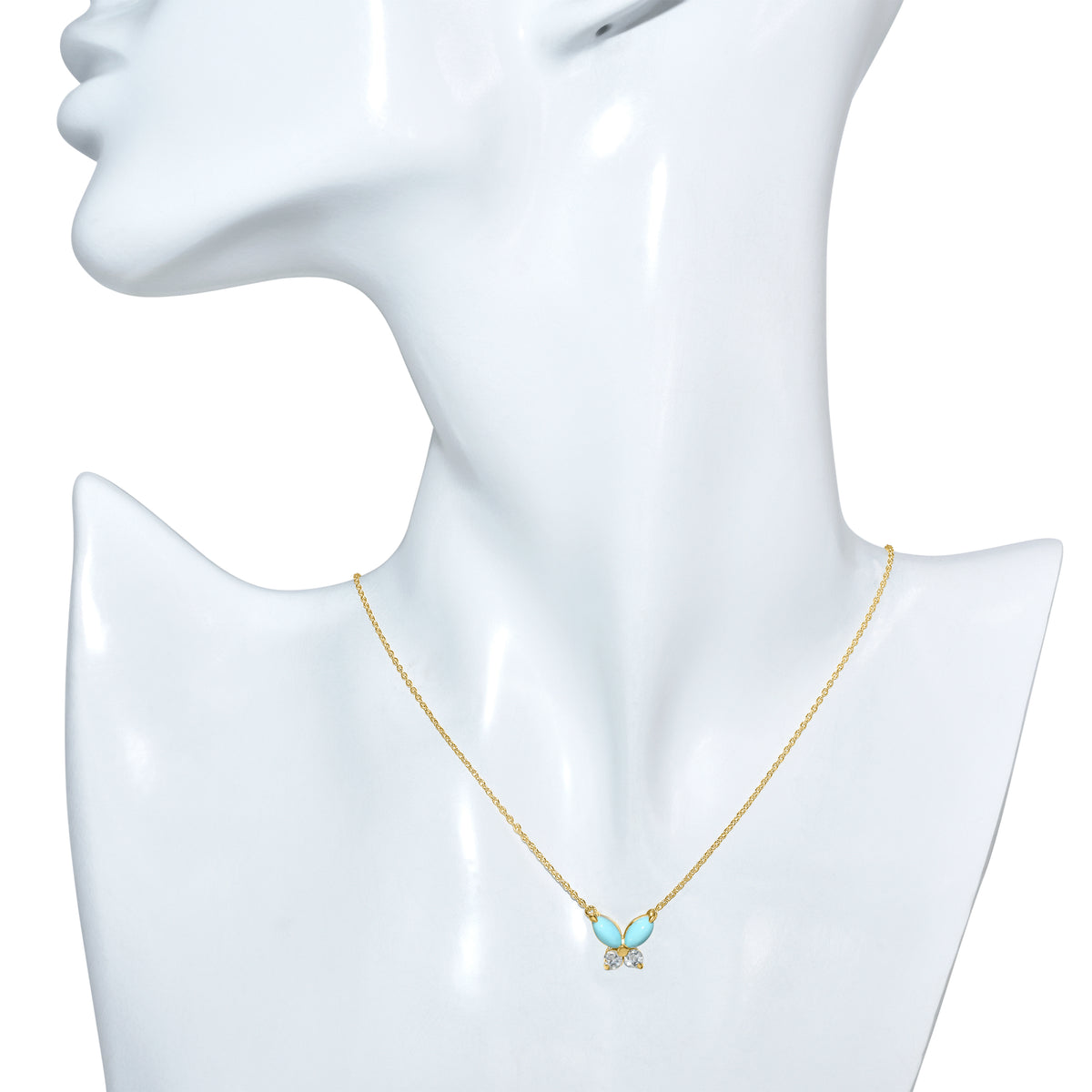 14k Gemstones & Diamonds Butterfly Necklace