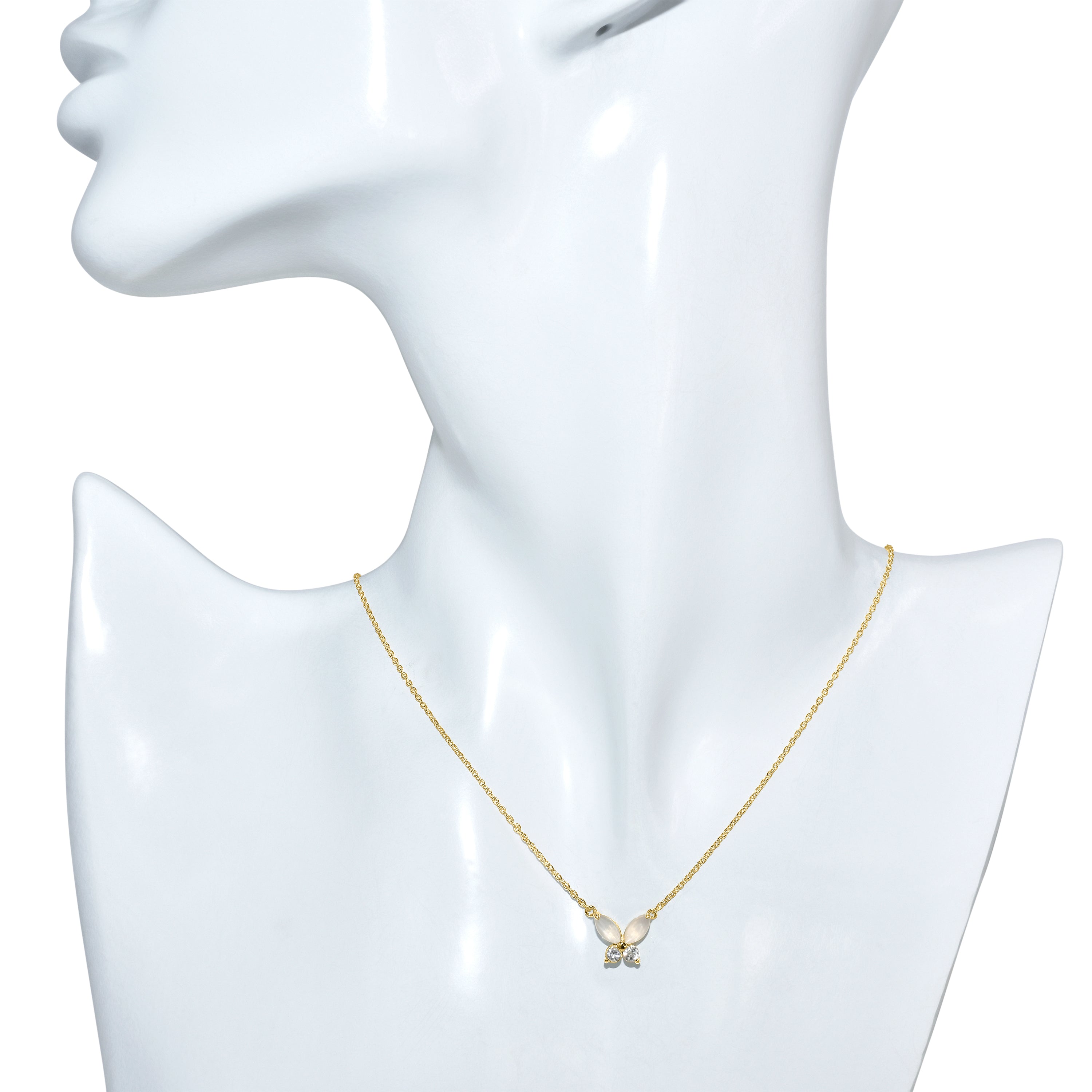 14k Gemstones & Diamonds Butterfly Necklace