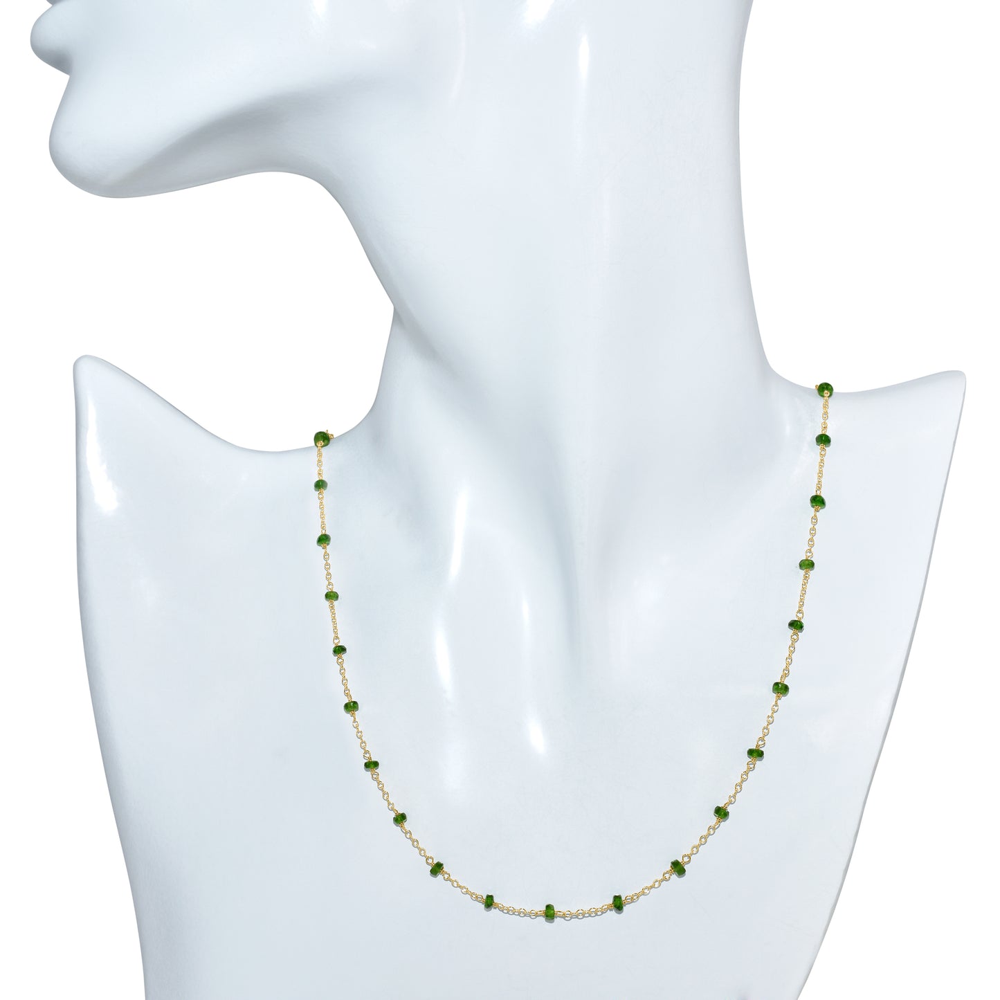14k Chrome Diopside Link Necklace 17"