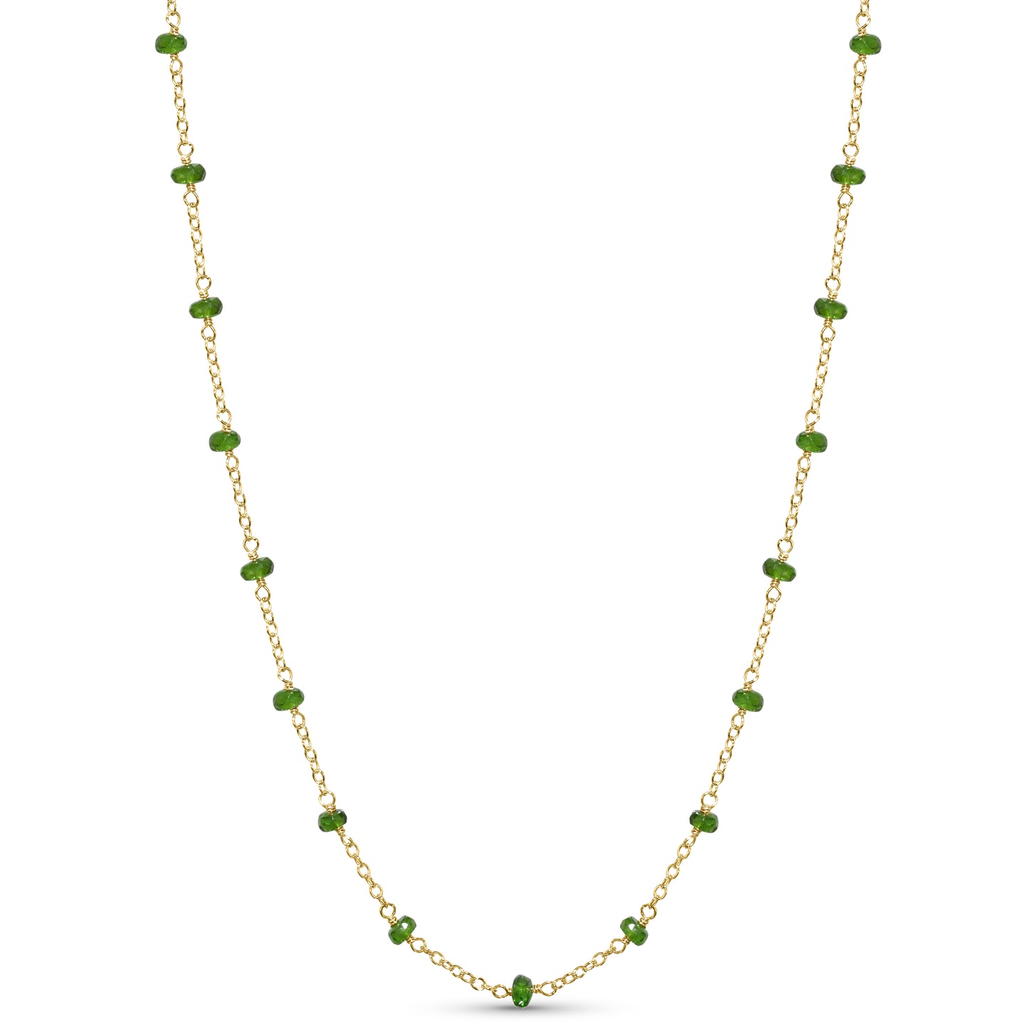 14k Chrome Diopside Link Necklace 17"