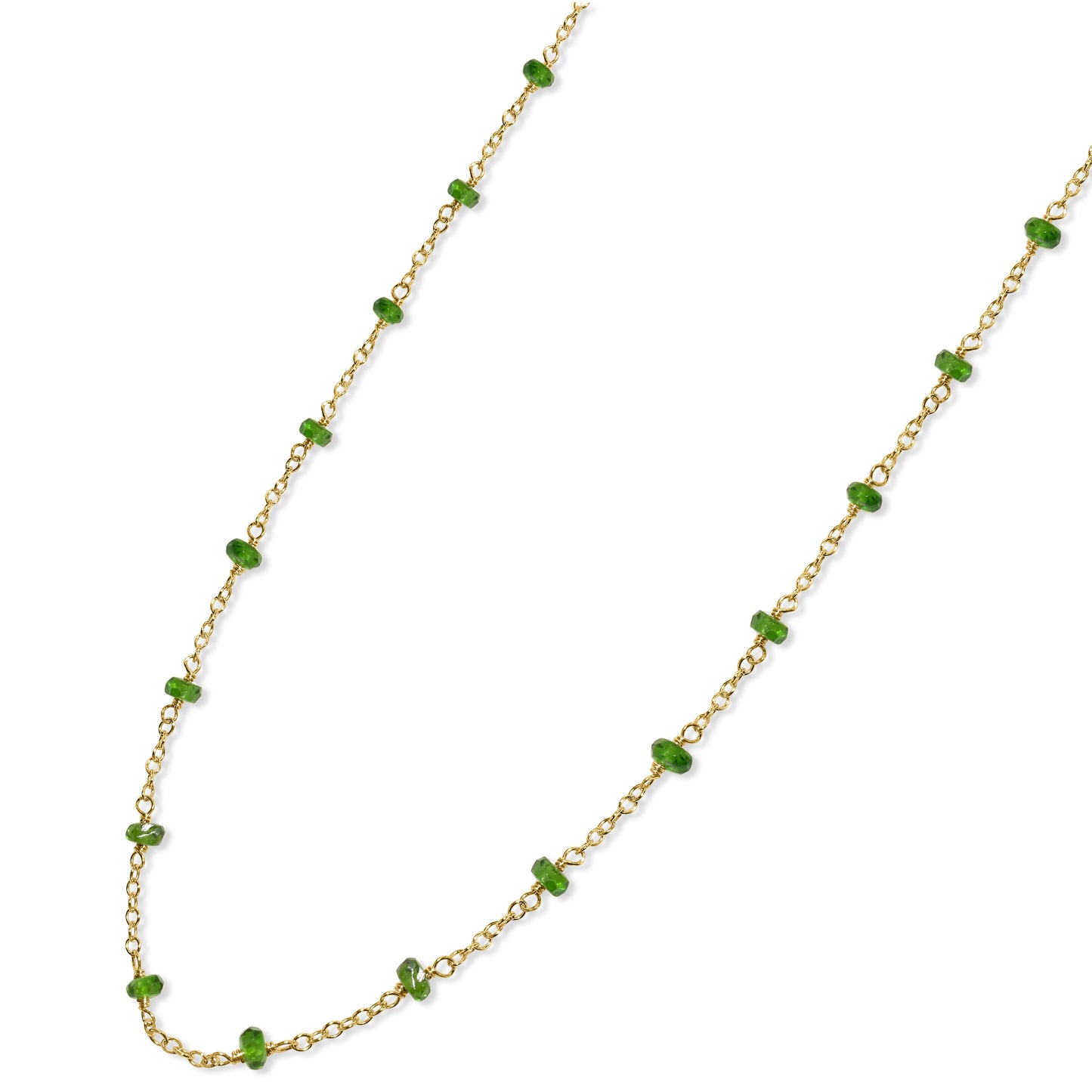 14k Chrome Diopside Link Necklace 17"