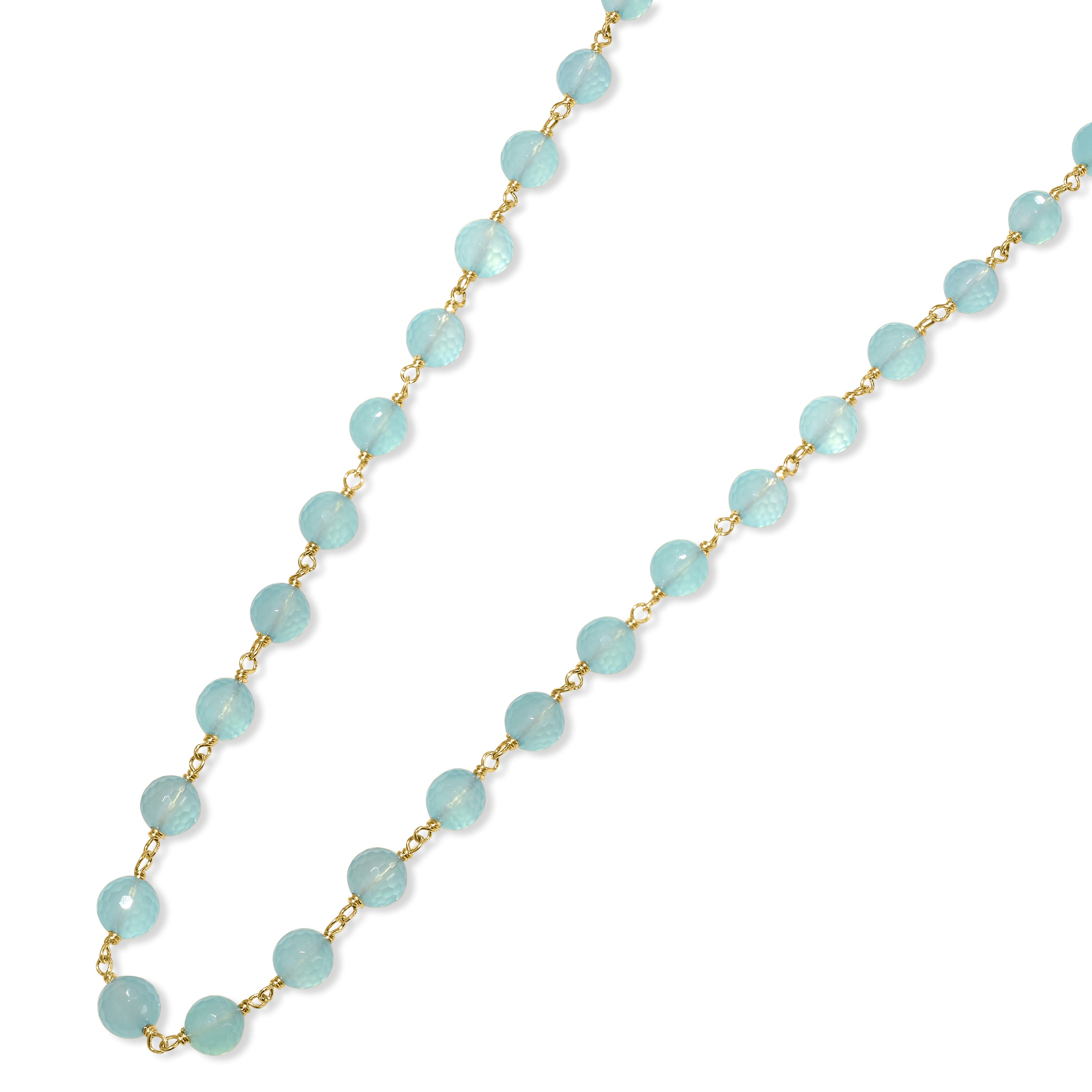 14k Chalcedony Faceted Round Bead Link Necklace