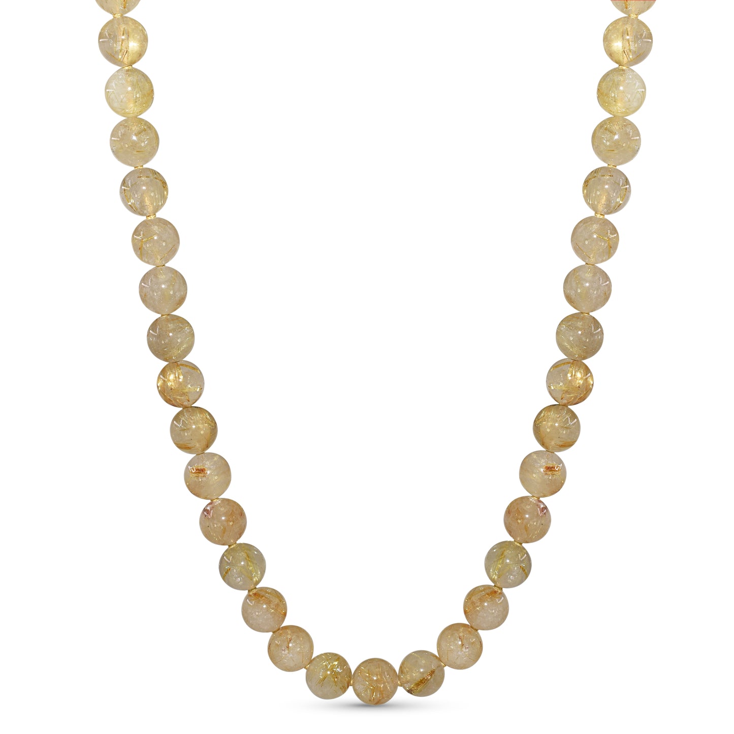 14k Rutilated Quartz Knotted Necklace