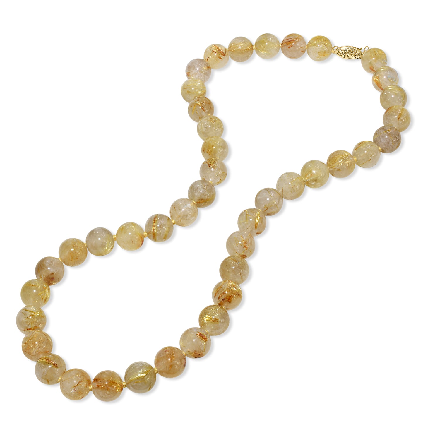 14k Rutilated Quartz Knotted Necklace