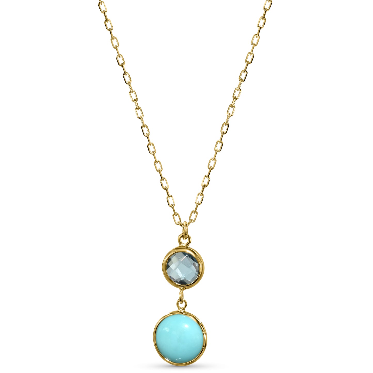 14k Swiss Blue Topaz Turquoise Pendant Necklace