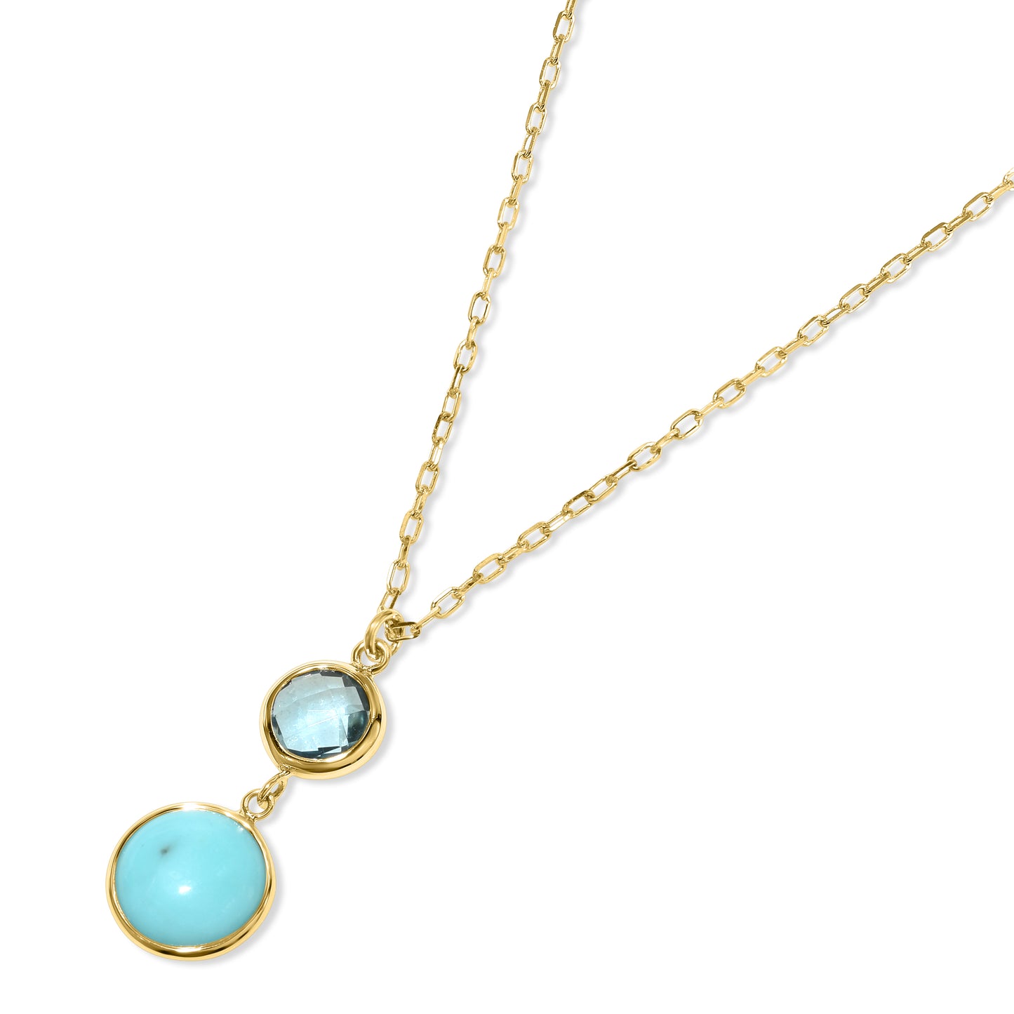 14k Swiss Blue Topaz Turquoise Pendant Necklace
