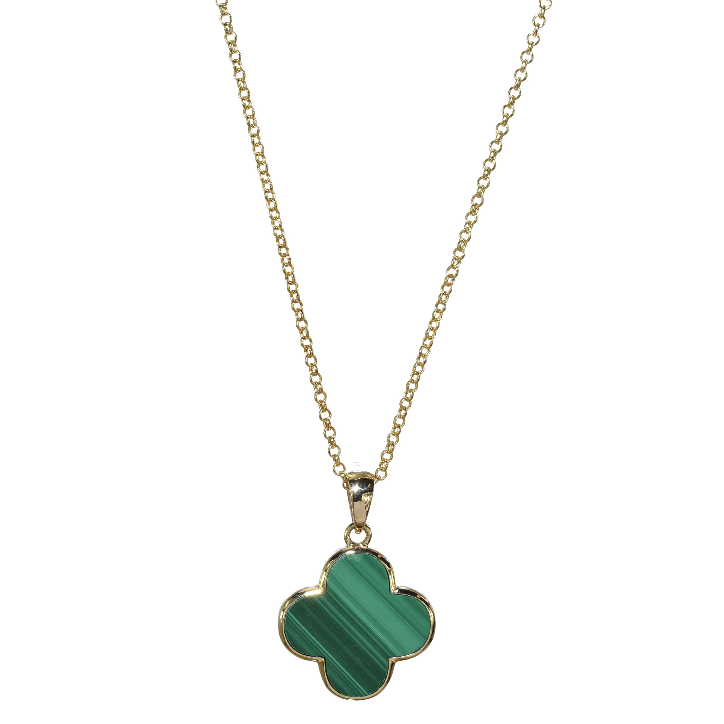 14k Mother of Pearl 2 Face Clover Necklace