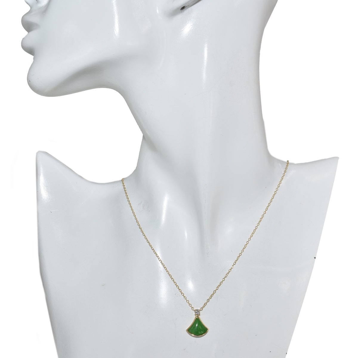 14k Gemstone Lab Grown Diamond Fan Necklace