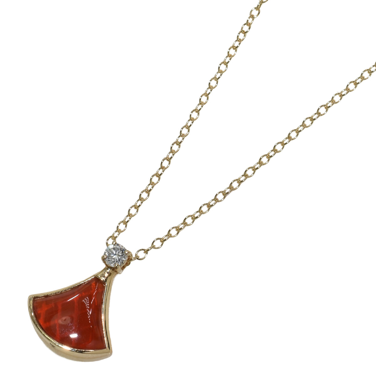 14k Gemstone Lab Grown Diamond Fan Necklace