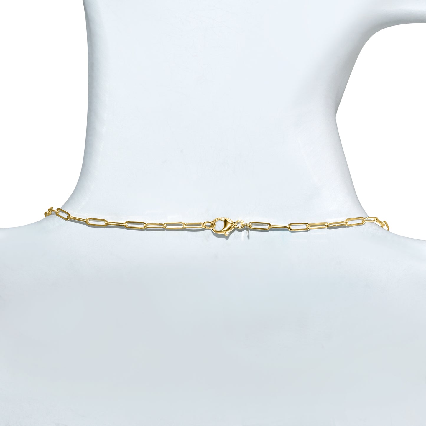 14k Green Jade 3 Oval Bezel Paperclip Chain Necklace
